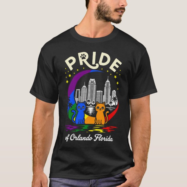 Pride of Orlando City Florida Cats Rainbow Flag T-Shirt (Vorderseite)