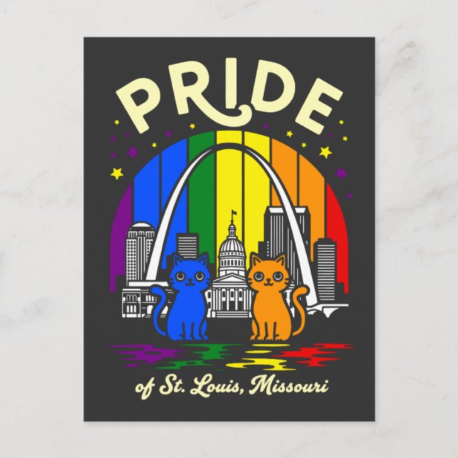  Pride of St. Louis City Missouri Cats Rainbow Fla Postkarte (Vorderseite)