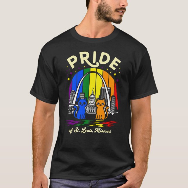  Pride of St. Louis City Missouri Cats Rainbow Fla T-Shirt (Vorderseite)