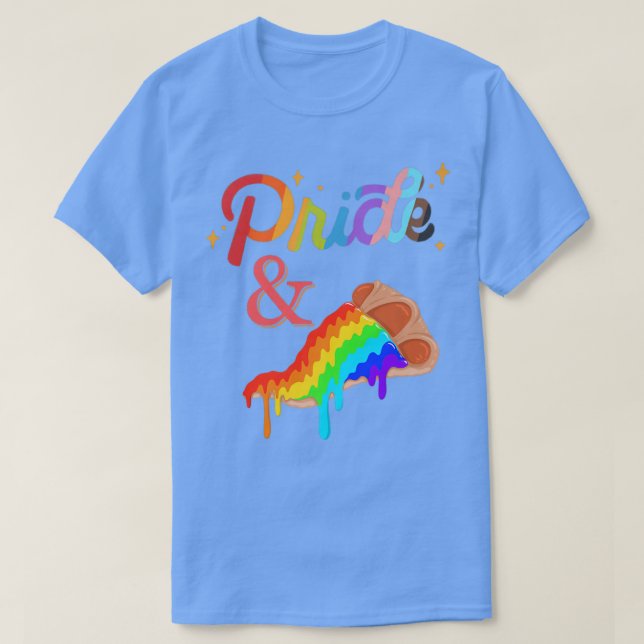Pride & Pizza Lesbian Gay Rainbow Lgbtq Funny T-Shirt (Design vorne)
