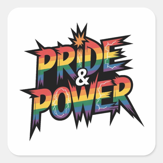 Pride & Power LGBTQ Quadratischer Aufkleber (Vorderseite)