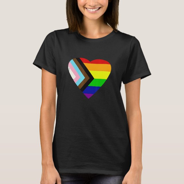 Pride Progress Rainbow Flag LGBT + Trans und Queer T-Shirt (Vorderseite)