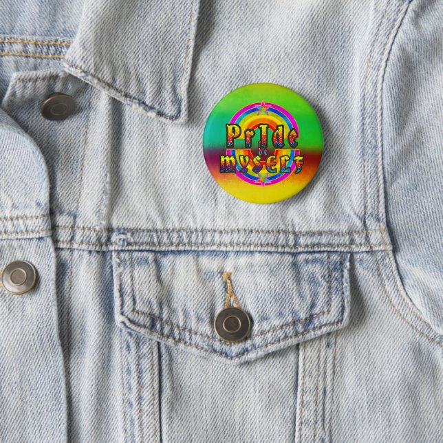 Pride Proud Gay Lesbian Rainbow Happy Star Button (Beispiel)