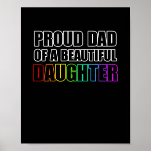 Pride Proud Vater LGBT Lesbische Tochter Rainbow A Poster