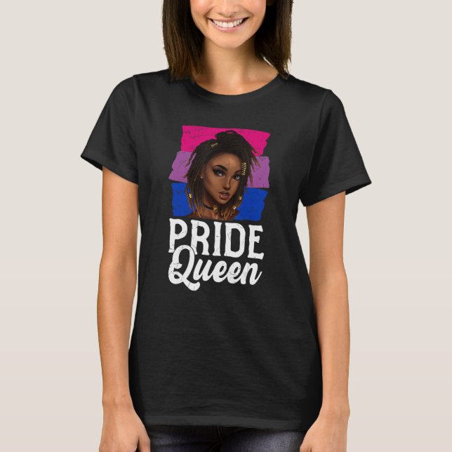 Pride Queen Bisexual Flag Bisexualität Afro Women  T-Shirt (Vorderseite)