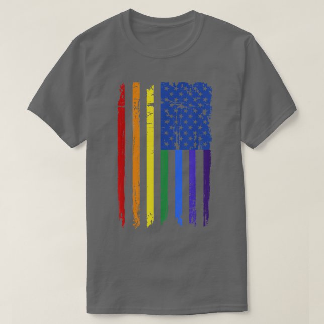 Pride Rainbow American Flag Gay Pride Monat  T-Shirt (Design vorne)