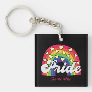 Pride Rainbow and Hearts LGBTQ Schlüsselanhänger