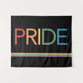 PRIDE Rainbow Black Tapestry Wandteppich