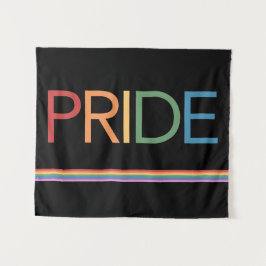 PRIDE Rainbow Black Tapestry Wandteppich
