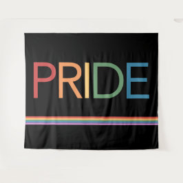 PRIDE Rainbow Black Tapestry Wandteppich