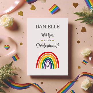Pride Rainbow Bridesmaid Vorschlag Card LGBTQ Einladung