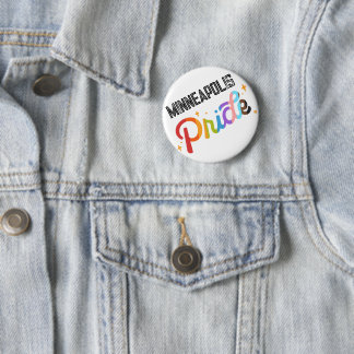 Pride Rainbow Button mit City Briefmarke - Minneap