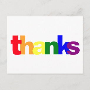 Pride Rainbow Colors Danke, Postcard Postkarte