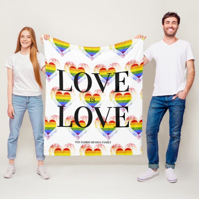 Pride Rainbow Heart Gay lesbian LGBT Families Fleecedecke (Beispiel)
