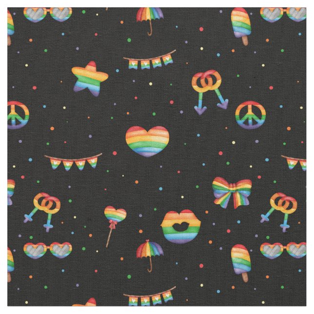 Pride Rainbow LGBT Gay Que ein Liebe Muster Stoff (Nahaufnahme)