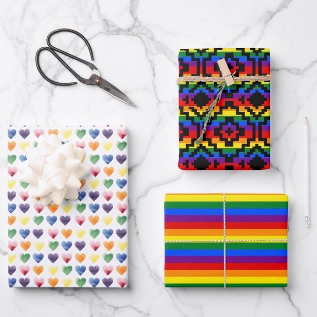Pride Rainbow LGBTQ Geschenkpapier Set (Vorderseite)