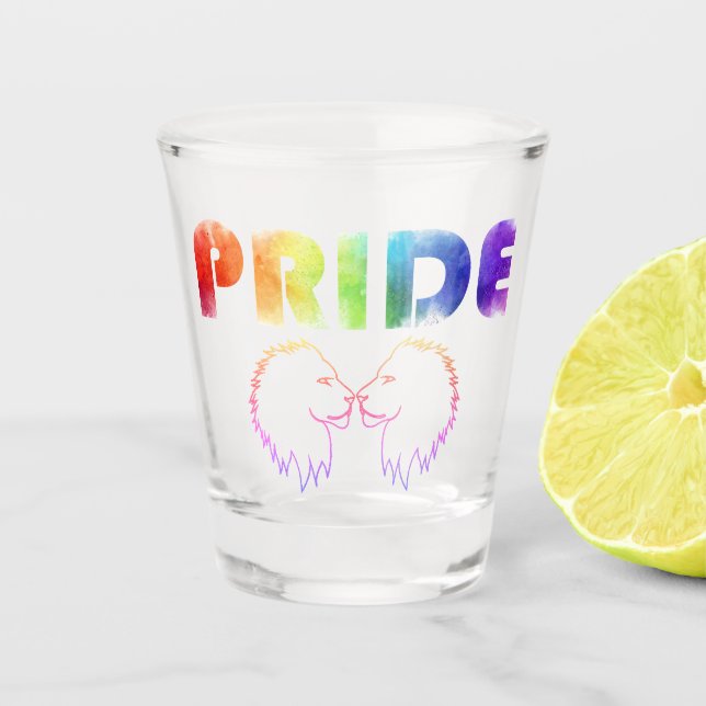 Pride Rainbow Lion Kontur transparent Schnapsglas (Vorderseite)