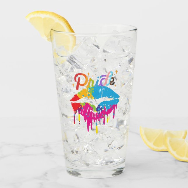 Pride Rainbow Lips LGBTQ | Dripping Lips Glas (Vorderseite Ice)