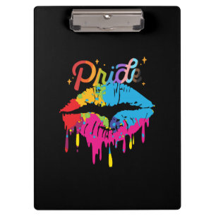Pride Rainbow Lips LGBTQ   Dripping Lips Klemmbrett
