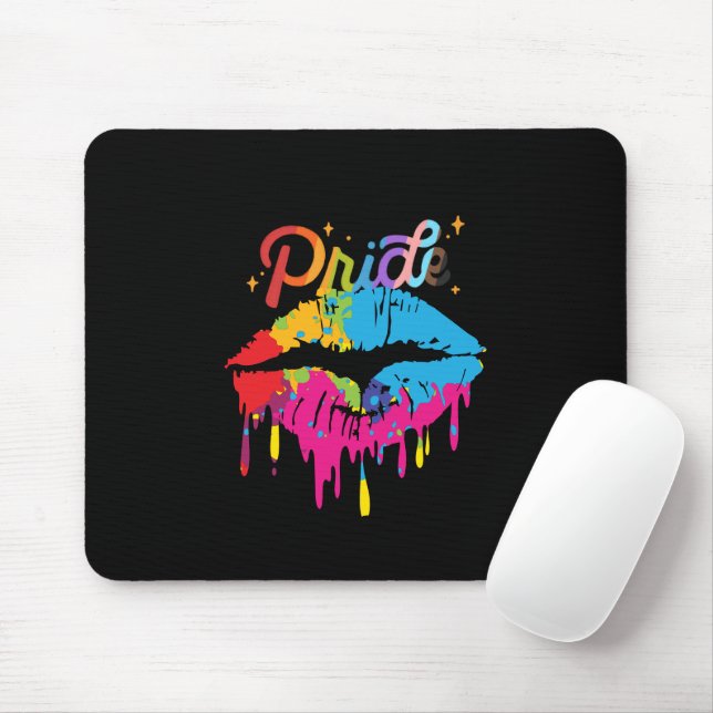 Pride Rainbow Lips LGBTQ | Dripping Lips Mousepad (Mit Mouse)