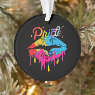 Pride Rainbow Lips   LGBTQ   Dripping Lips Ornament