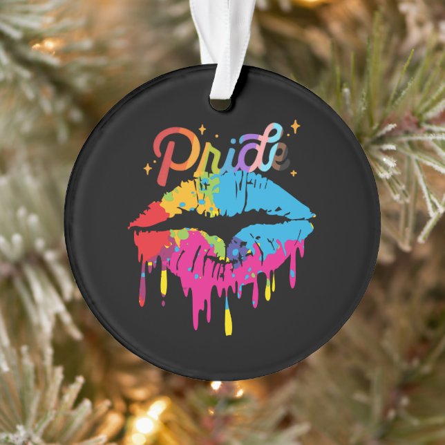 Pride Rainbow Lips LGBTQ | Dripping Lips Ornament (Baum)