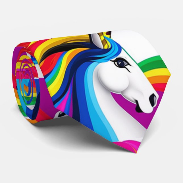 Pride Rainbow Mehrfarbiges Einhornmuster Krawatte (Gerollt)
