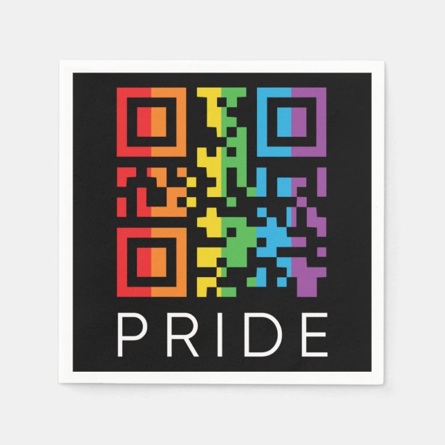 Pride Rainbow QR Code LGBTQIA+ Serviette (Vorderseite)