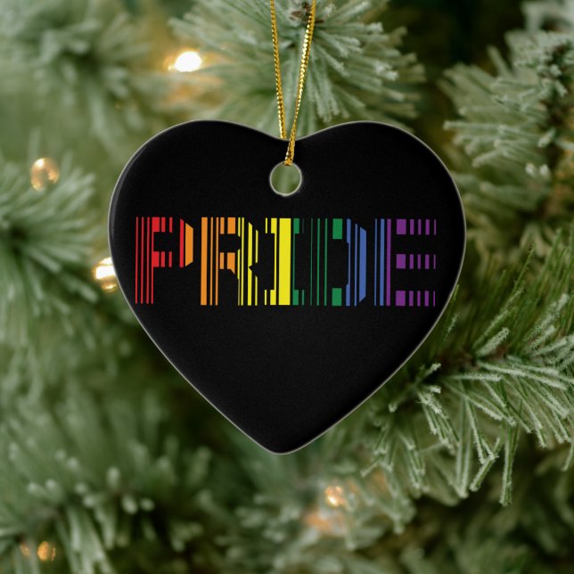 Pride Rainbow Scan Typografie Keramik Ornament (Baum)