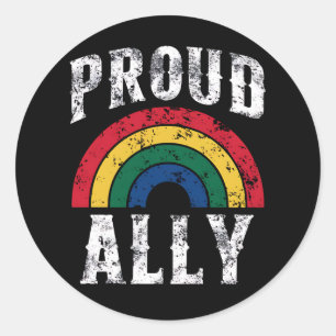 Pride Rainbow Stolz Ally Lesbian Pride Vintag Runder Aufkleber