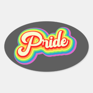 Pride Rainbow Vintag Letters Ovaler Aufkleber