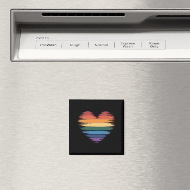 Pride Rainbows Herz Print LGBT Gay Pride Magnet (In Situ (Geschirrspüler))