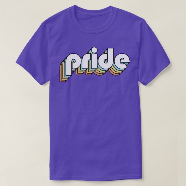 Pride Retro Rainbow Typografie Faded Style T-Shirt (Design vorne)