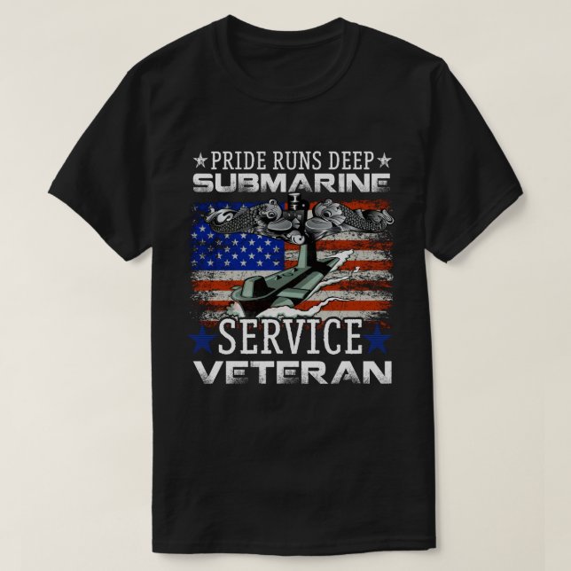 Pride Runs Deep U-Boot Service Veteran Flag Pat T-Shirt (Design vorne)
