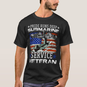 Pride Runs Deep U-Boot Service Veteran Flag Pat T-Shirt