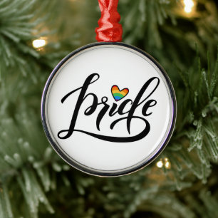 Pride Script Heart Ornament Aus Metall