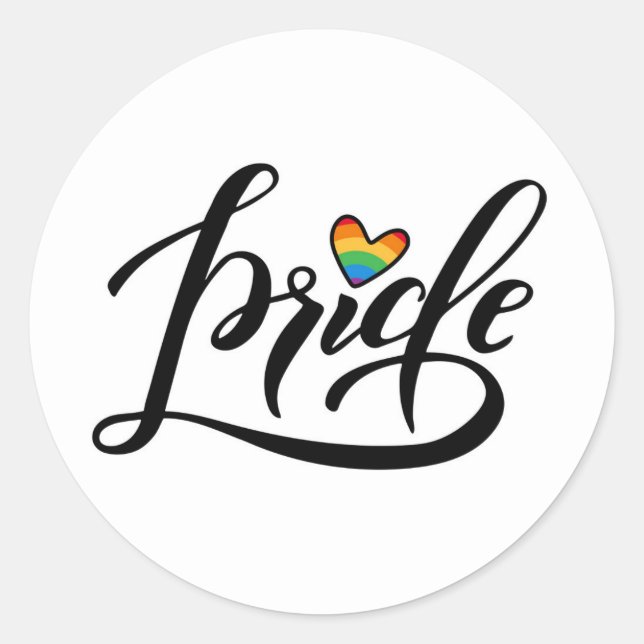 Pride Script Heart Runder Aufkleber (Vorderseite)