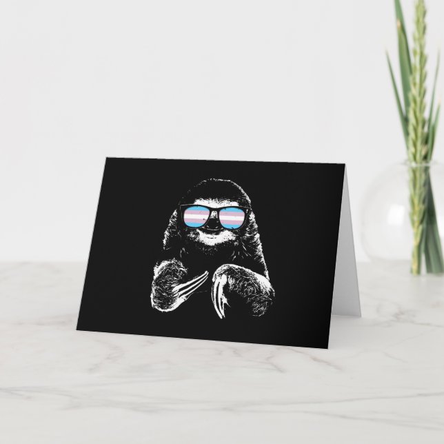 Pride Sloth Transgender Flag Sonnenbrille Karte (Vorderseite)
