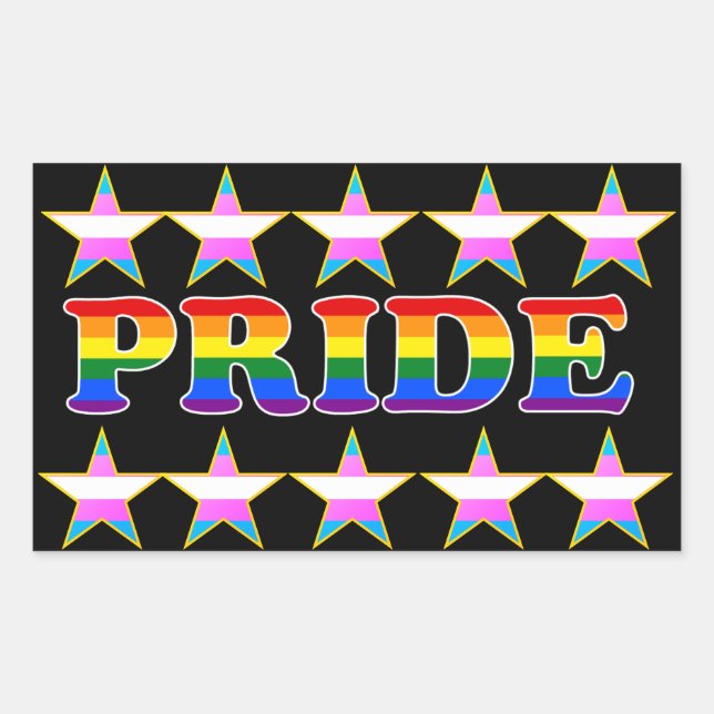 PRIDE Trans Pride Stars Rechteckiger Aufkleber (Vorderseite)