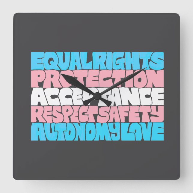 PRIDE Trans Rechte Wort "Art Flag LGBT Anführungsg Quadratische Wanduhr (Vorderseite)