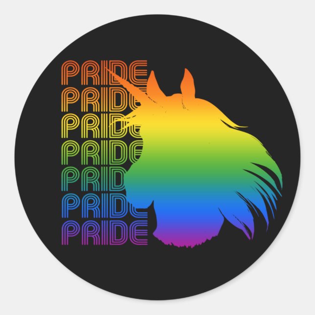 Pride Unicorn T - Shirt Runder Aufkleber (Vorderseite)