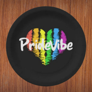 PrideVibe Herz: Feste schwarze Pappteller