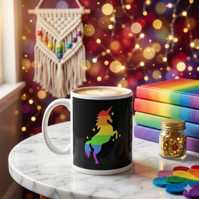 PrideVibe Unicorn Regenbogen Kaffeetasse (Von Creator hochgeladen)