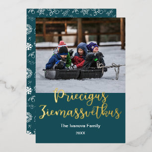 Priecīgus Ziemassvētkus, Lettisch Frohe Weihnachte Folien Feiertagskarte