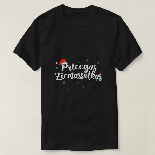 Priecigus Ziemassvetkus Lettische Weihnachten T-Shirt (Design vorne)