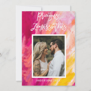 Priecigus Ziemassvetkus Lettisches Foto gestrichen