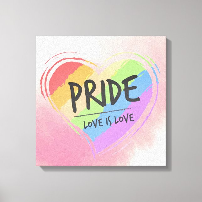 Priese Liebe ist Liebe Regenbogen Herz Leinwanddruck (Vorderseite)