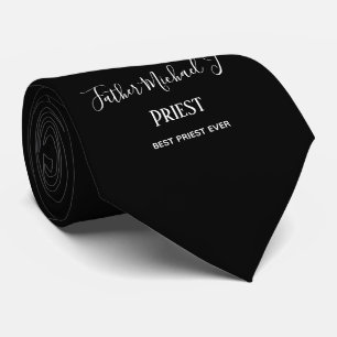 PRIEST GIFTS - personalisiert Classic Schwarz-weiß Krawatte