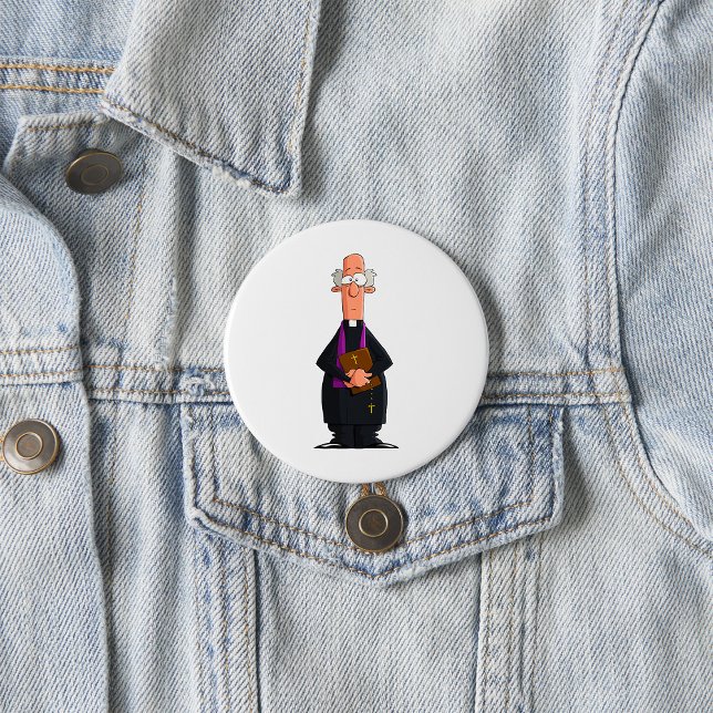 Priest Holding Bibel IFunny Clergy Charakter Button (Von Creator hochgeladen)