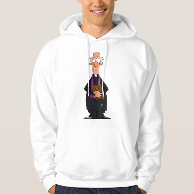 Priest Holding Bibel IFunny Clergy Charakter Hoodie (Vorderseite)